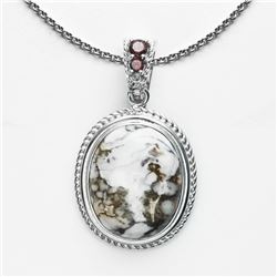 Sterling Silver Wild Horse & Garnet Topaz Pendant