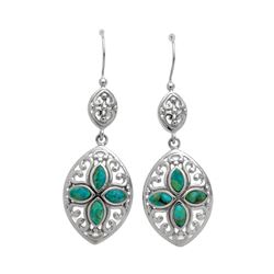 Sterling Silver Turquoise Marquise Drop Earrings