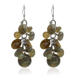 Sterling Silver Labradorite Cluster Drop Earrings