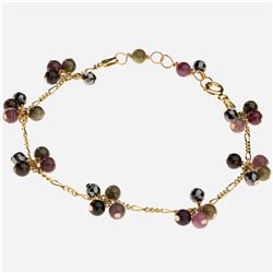14K Vermeil Multi Tourmaline Bead Bracelet 7.5"