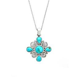 Sterling Silver Turquoise Floral Pendant