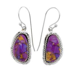 Silver Purple Mohave Turquoise Drop Earrings