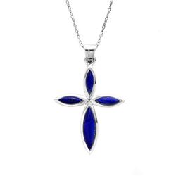 Sterling Silver Lapis Cross Pendant