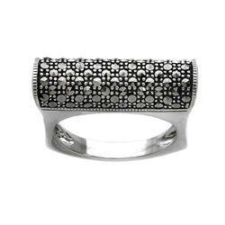 Sterling Silver Marcasite Pave Barrel Ring-SZ 10