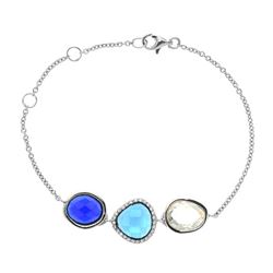 Sterling Silver Multi Gemstone Adjustable Bracelet