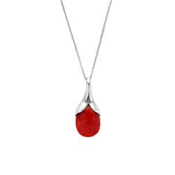 Sterling Silver Red Coral Drop Pendant