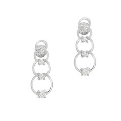 Sterling Silver Tier Circle Zirconia Earrings