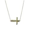 Image 1 : Sterling Silver Peridot Sideways Cross Necklace