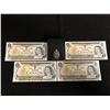 Image 1 : 1973 $1 UNCIRCULATED SEQUENTIAL CANADIAN BANK NOTES W/ 1975 CANADA SILVER DOLLAR