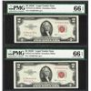 Image 1 : Lot of (2) Consecutive 1953C $2 Legal Tender Notes Fr.1512 PMG Gem Uncirculated 66EPQ