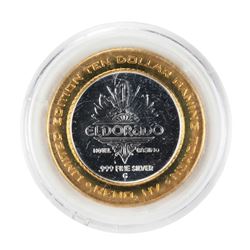 .999 Silver Eldorado Hotel and Casino $10 Casino Gaming Token Limited Edition