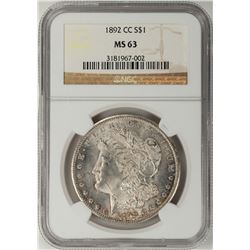 1892-CC $1 Morgan Silver Dollar Coin NGC MS63