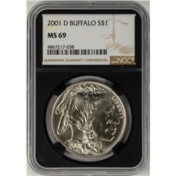 2001-D $1 Buffalo Commemorative Silver Dollar Coin NGC MS69 Black Core