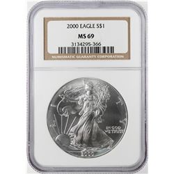 2000 $1 American Silver Eagle Coin NGC MS69