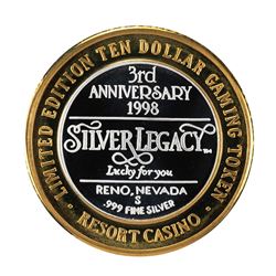 .999 Fine Silver Silver Legacy Reno, Nevada $10 Limited Edition Gaming Token
