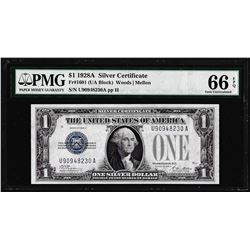 1928A $1 Funnyback Silver Certificate Note Fr.1601 PMG Gem Uncirculated 66EPQ