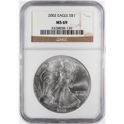 2002 $1 American Silver Eagle Coin NGC MS69