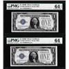 Image 1 : (2) Consecutive 1928B $1 Silver Certificate Notes Fr.1602 PMG Choice Uncirculated 64EPQ
