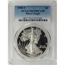 1988-S $1 Proof American Silver Eagle Coin PCGS PR70DCAM