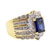 Image 1 : 18KT Yellow Gold 1.58 ctw Sapphire and Diamond Ring