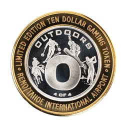 .999 Silver Reno/Tahoe International Airport $10 Casino Limited Edition Gaming Token