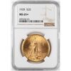 Image 1 : 1928 $20 St. Gaudens Double Eagle Gold Coin NGC MS65+