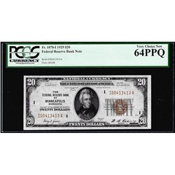 1929 $20 Federal Reserve Bank Note Minneapolis Fr.1870-I PCGS Very Choice New 64PPQ