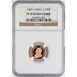 2009 South Africa Proof Krugerrand 1/10 oz Gold Coin NGC PF70