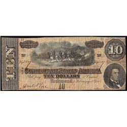 1864 $10 Confederate States of America Note