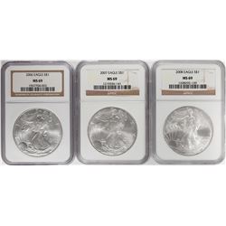2006-2008 $1 American Silver Eagle Coin Coins NGC MS69