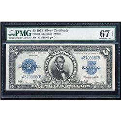 1923 $5 Porthole Silver Certificate Note Fr.282 PMG Superb Gem Uncirculated 67EPQ