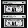 Image 1 : (2) Consecutive 1928B $1 Silver Certificate Notes Fr.1602 PMG Gem Uncirculated 66EPQ