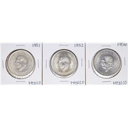 Lot of (3) Mexico Cinco Pesos Silver Coins