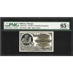 1893 World's Columbian Exposition Ticket Handel PMG Gem Uncirculated 65EPQ