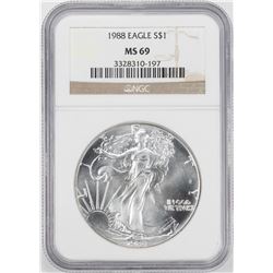 1988 $1 American Silver Eagle Coin NGC MS69