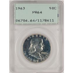 1963 Proof Franklin Half Dollar Coin PCGS PR64 Old Green Rattler