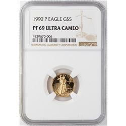 1990-P $5 Proof American Gold Eagle Coin NGC PF69 Ultra Cameo