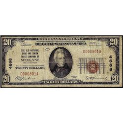 1929 $20 National Bank Spokane, WA CH# 4668 National Currency Note