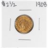 Image 1 : 1908 $2 1/2 Indian Head Quarter Eagle Gold Coin
