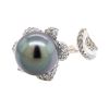 Image 2 : 18KT White Gold 0.46 ctw Diamond and Tahitian Pearl Ring