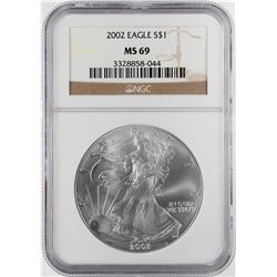 2002 $1 American Silver Eagle Coin NGC MS69