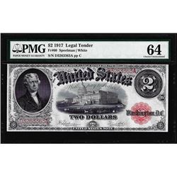 1917 $2 Legal Tender Note Fr.60 PMG Choice Uncirculated 64