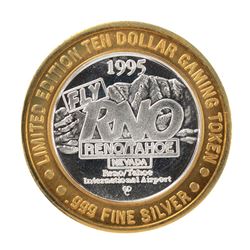 .999 Silver Reno/Tahoe International Airport $10 Casino Limited Edition Gaming Token