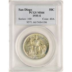1935-S San Diego Commemorative Half Dollar Coin PCGS MS66