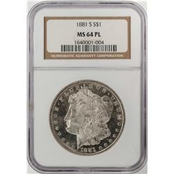 1881-S $1 Morgan Silver Dollar Coin NGC MS64 PL