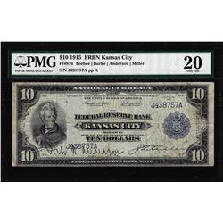 1915 $10 Federal Reserve Bank Note Kansas City Fr.816 PMG Very Fine 20