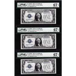 (3) Consecutive 1928A $1 Silver Certificate Notes Fr.1601 PMG Superb Gem Unc. 67EPQ