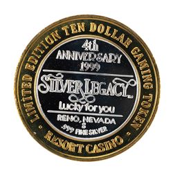 .999 Fine Silver Silver Legacy Reno, Nevada $10 Limited Edition Gaming Token