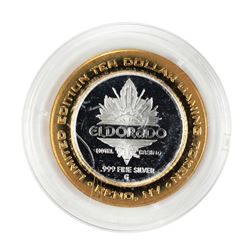.999 Silver Eldorado Hotel and Casino $10 Casino Gaming Token Limited Edition