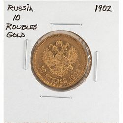 1902 Russia 10 Roubles Gold Coin